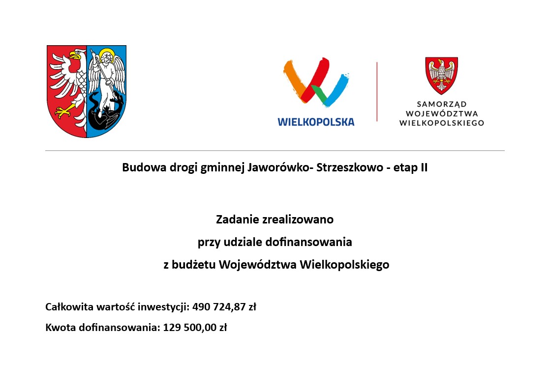 plakat informujący o&nbsp;dofinansowaniu, na&nbsp;grafice symbole wielkopolski i&nbsp;herb Mieściska