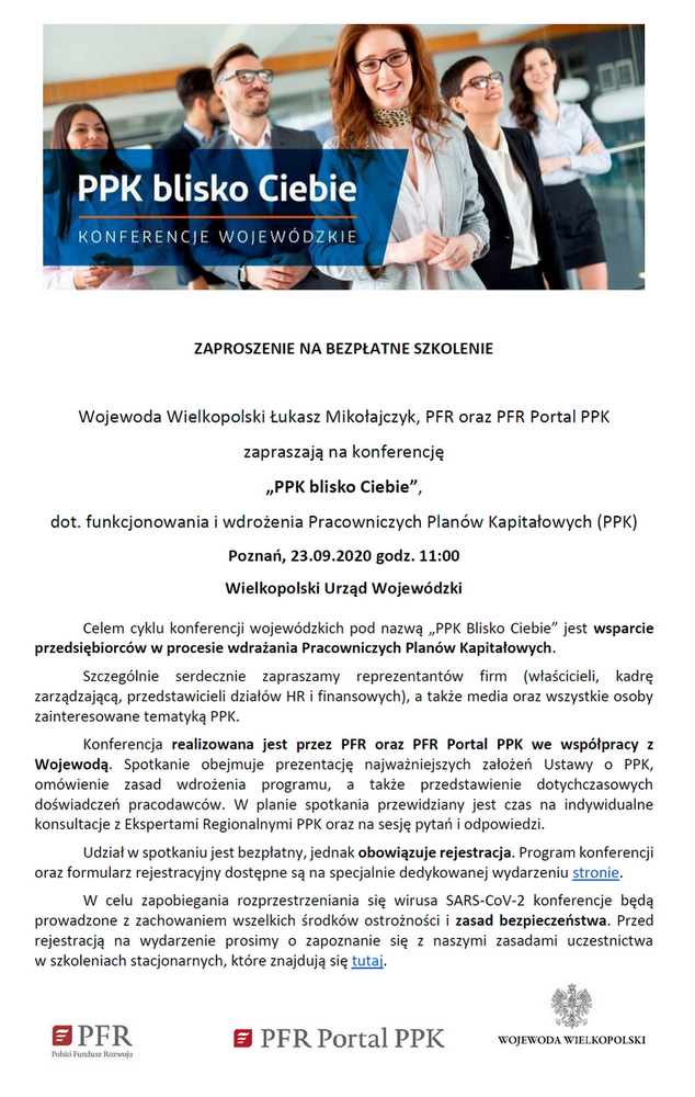 zaproszenie na szkolenie i konferencję PPK