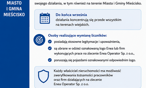 plakat informujący o masowej wymianie liczników Enea