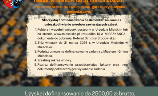 w tle dach pokryty eternitem oraz informacje zawarte w wiadomości dla mieszkańców